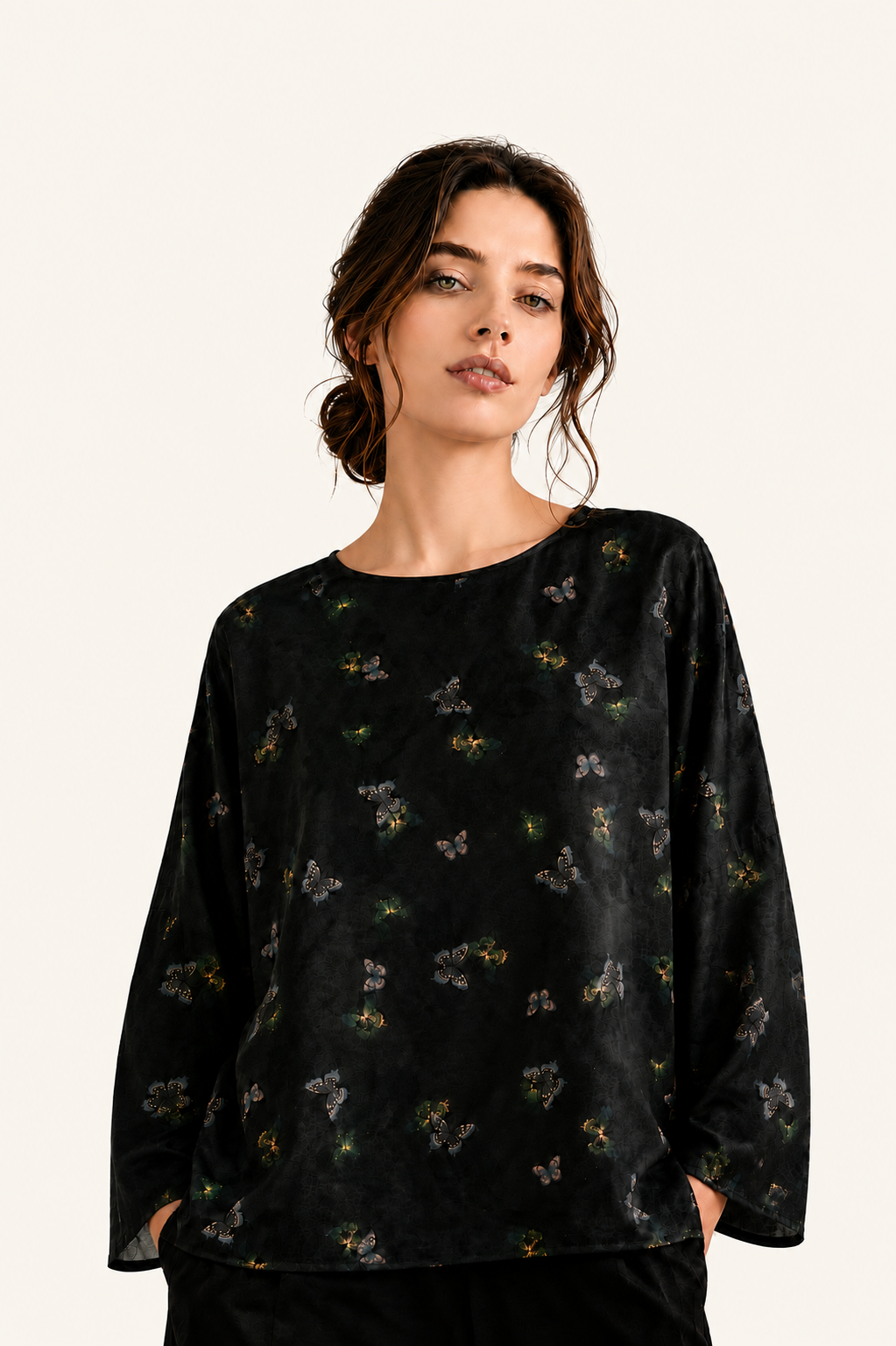 Butterfly Reverie Xiangyun Silk Blouse